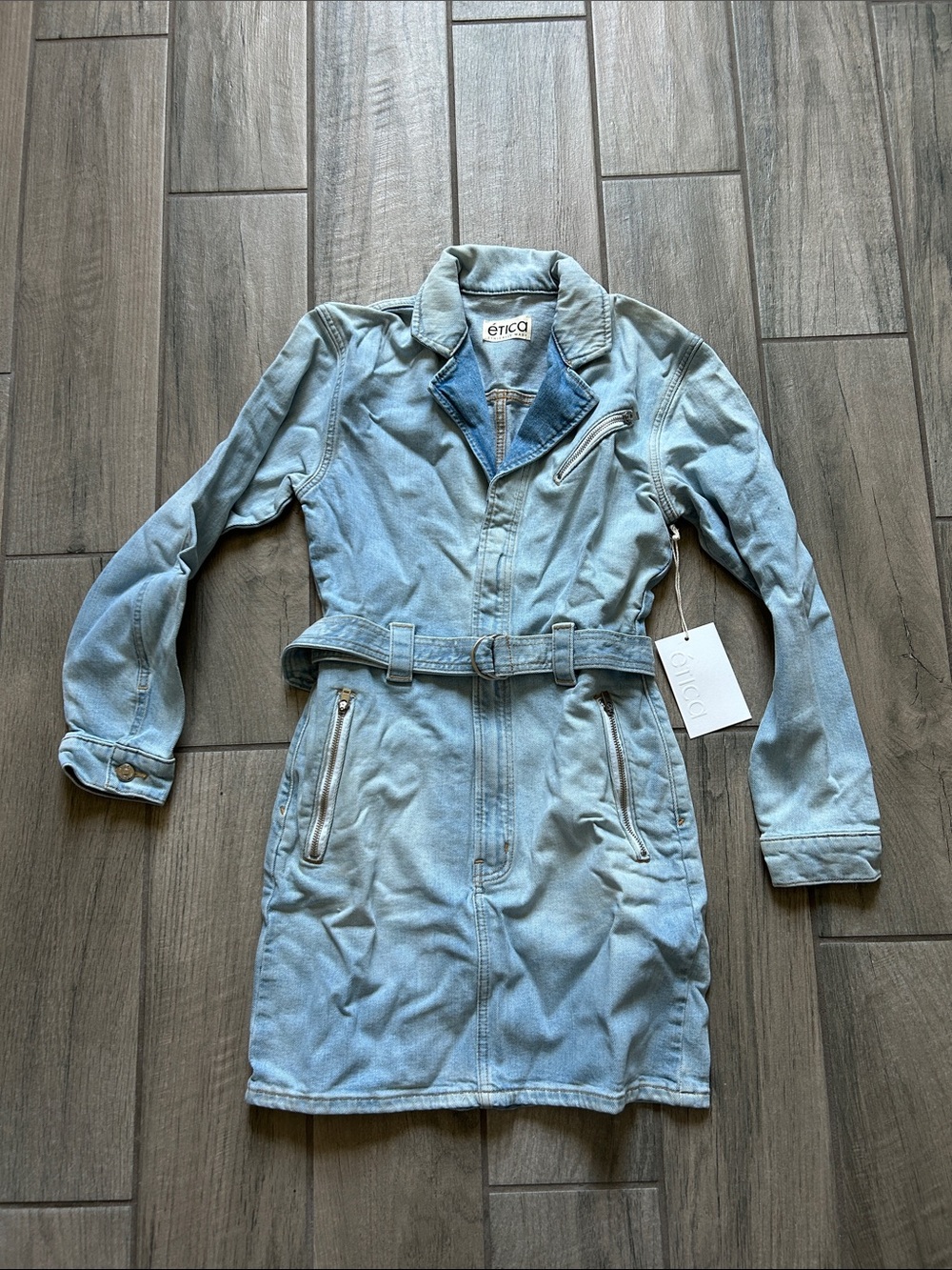 Etica Aurora moto dress in sea foam
